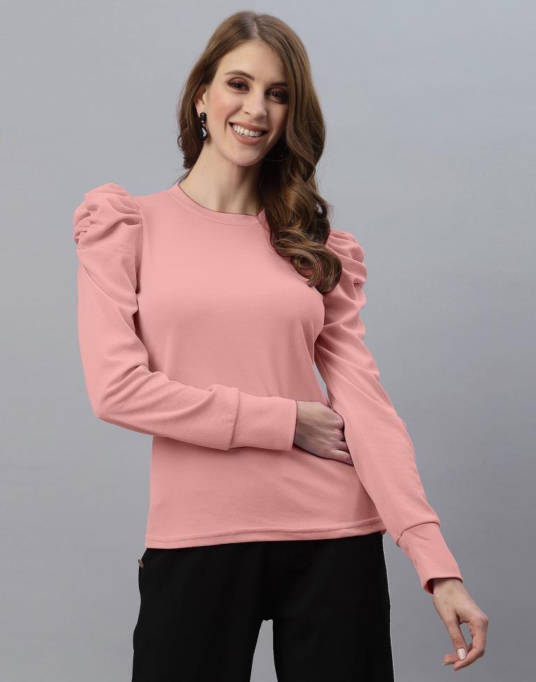 Peach Puff Sleeve Top