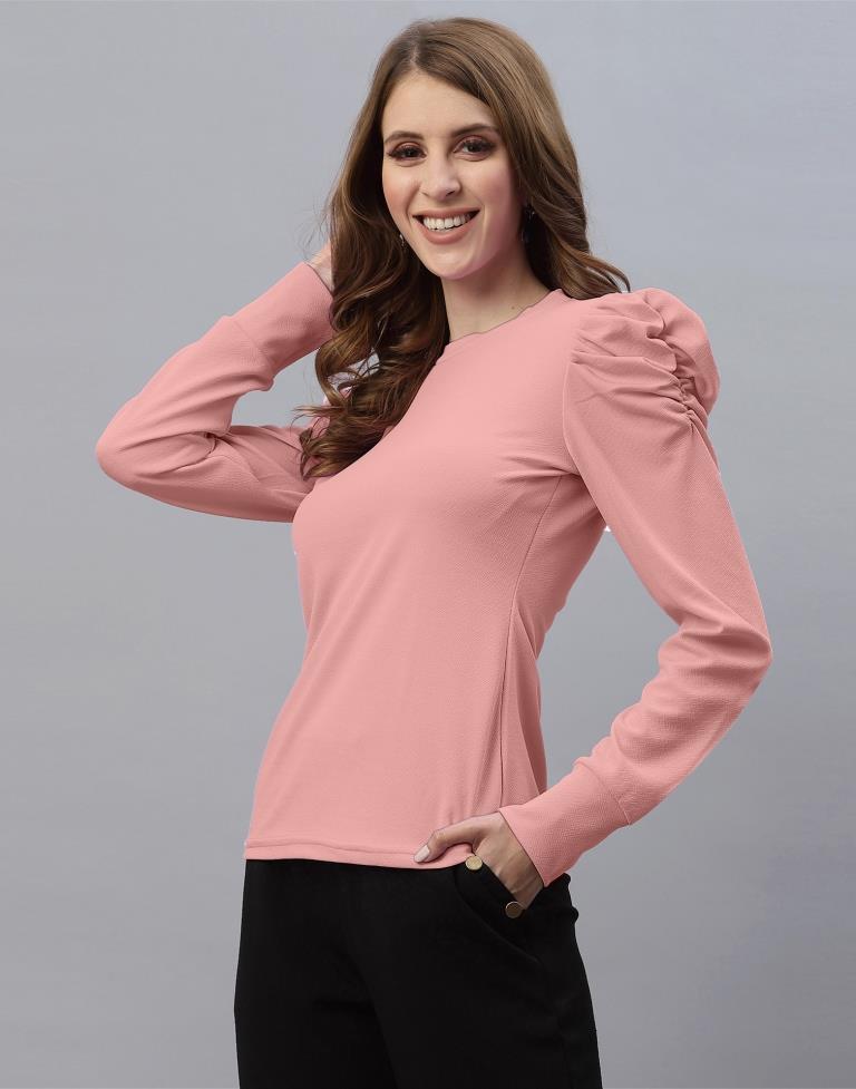 Peach Puff Sleeve Top