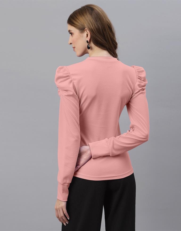 Peach Puff Sleeve Top