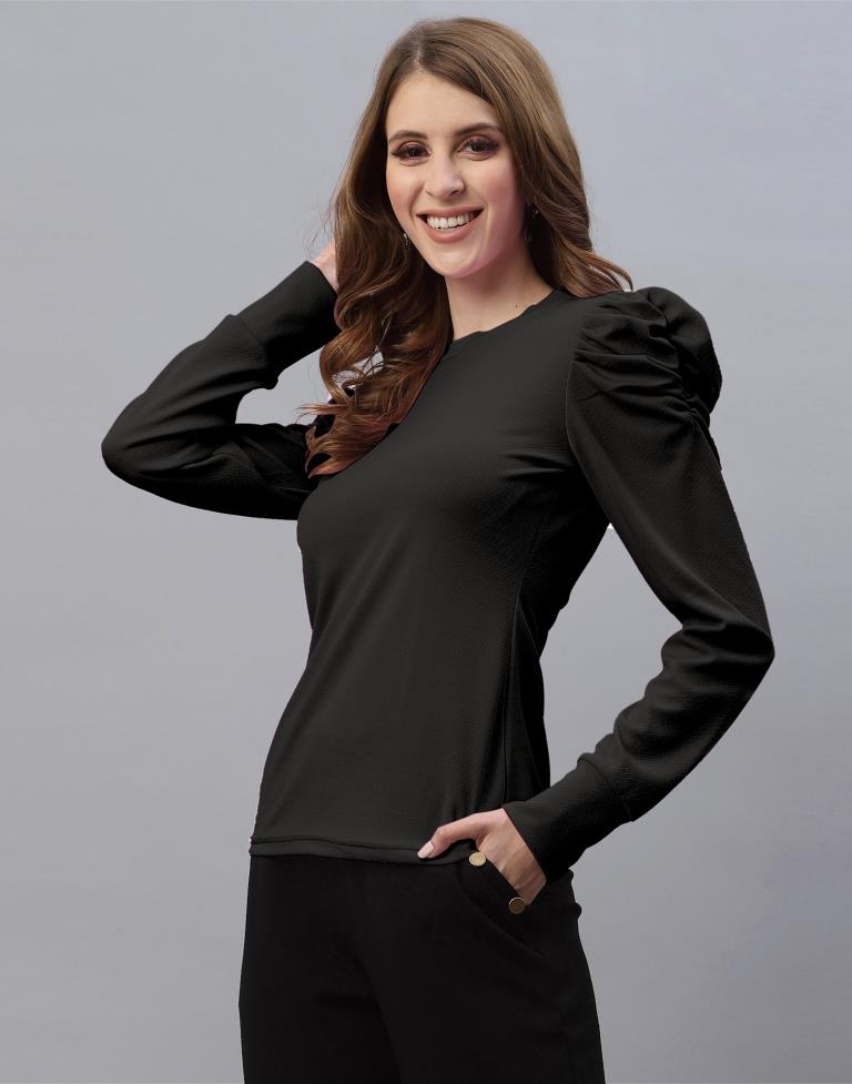 Black Puff Sleeve Top