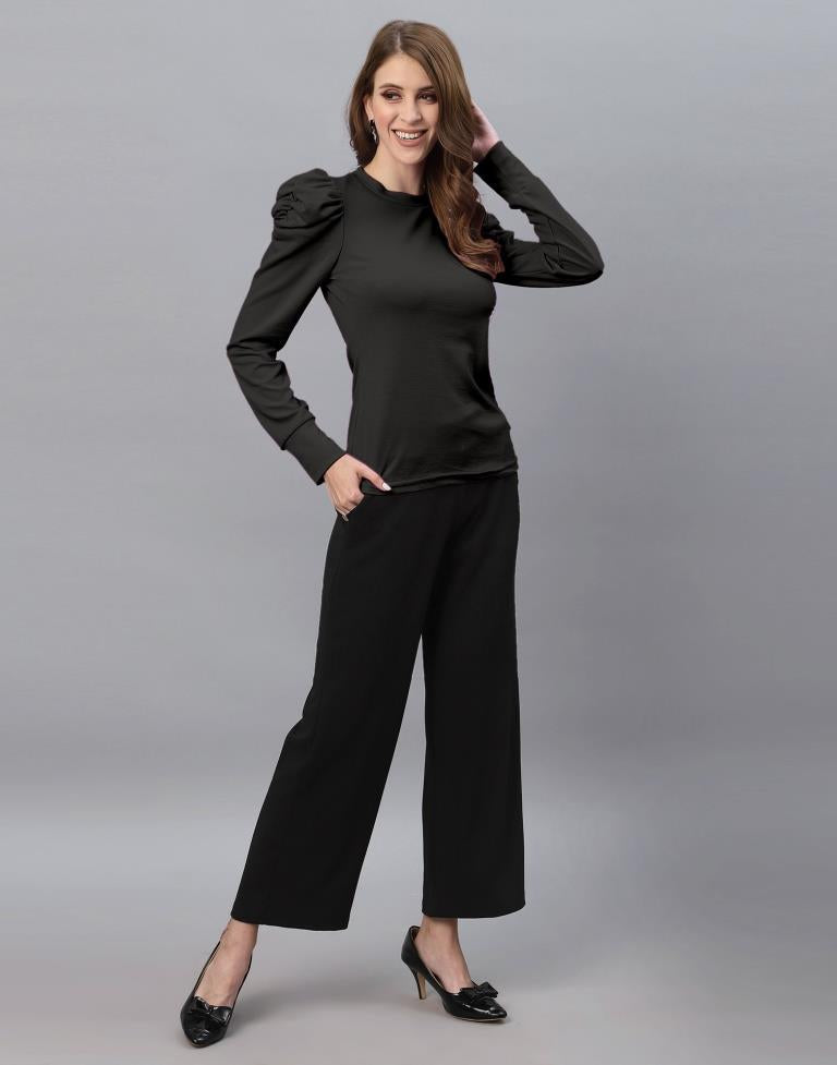 Black Puff Sleeve Top