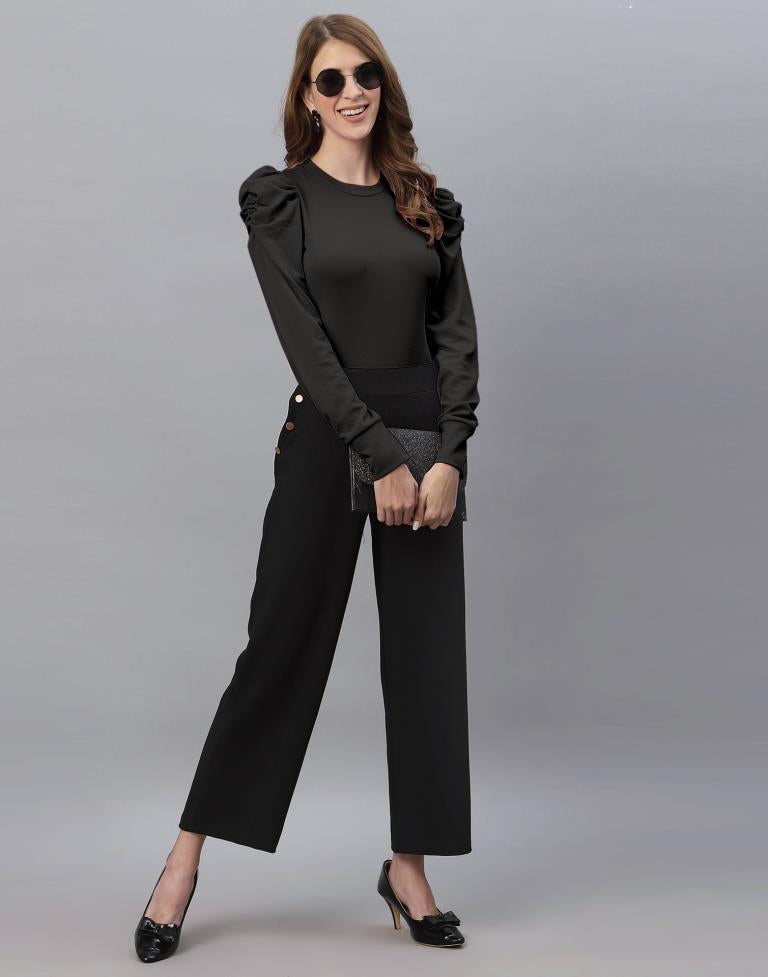 Black Puff Sleeve Top