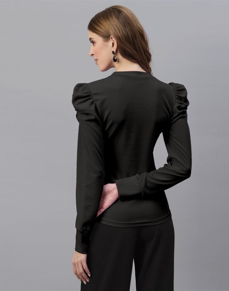 Black Puff Sleeve Top