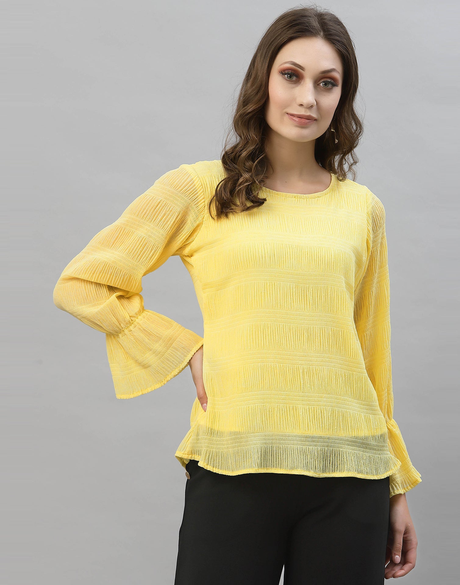 Light Yellow Bell Sleeve Top