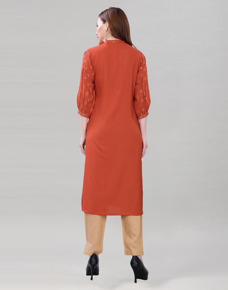 Burnt Orange Printed Kurti