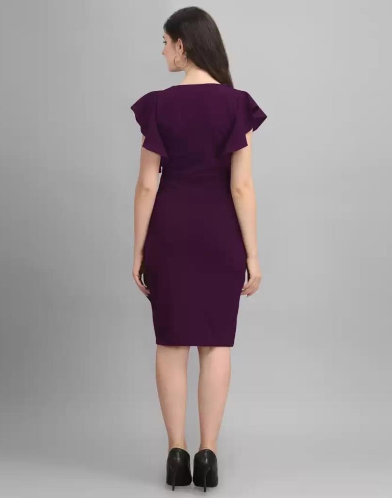 Wine Ruffle Bodycon Dress