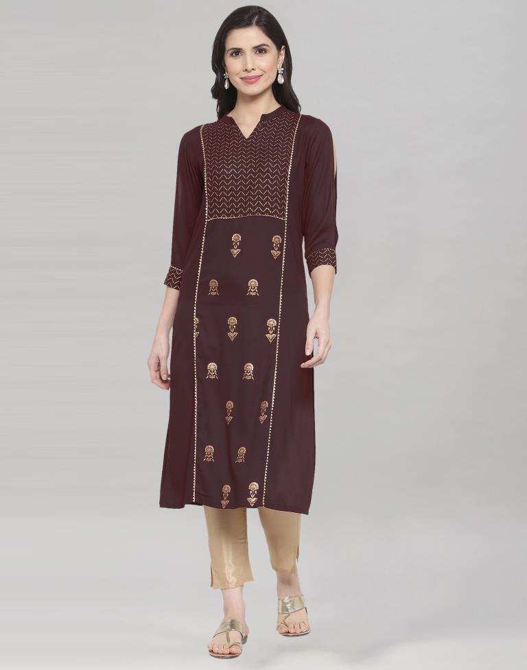 Winesh Maroon Printed Kurti