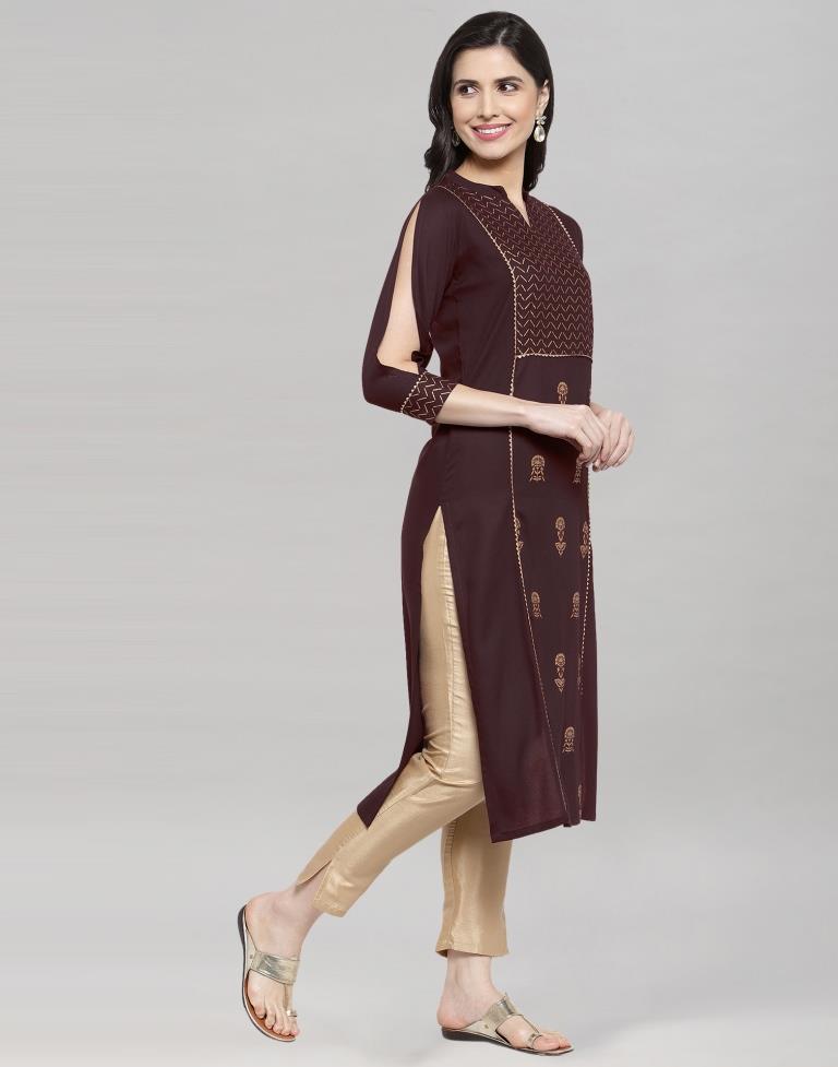 Winesh Maroon Printed Kurti