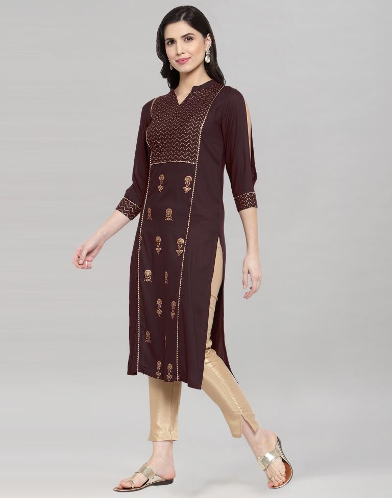 Winesh Maroon Printed Kurti