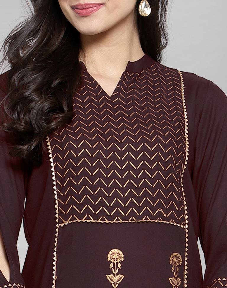 Winesh Maroon Printed Kurti