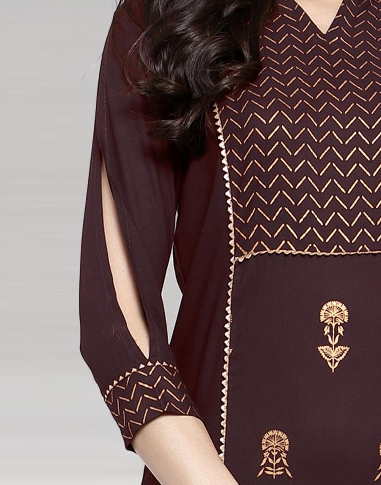 Winesh Maroon Printed Kurti