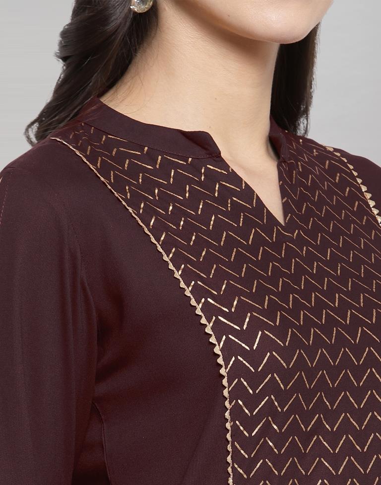 Winesh Maroon Printed Kurti
