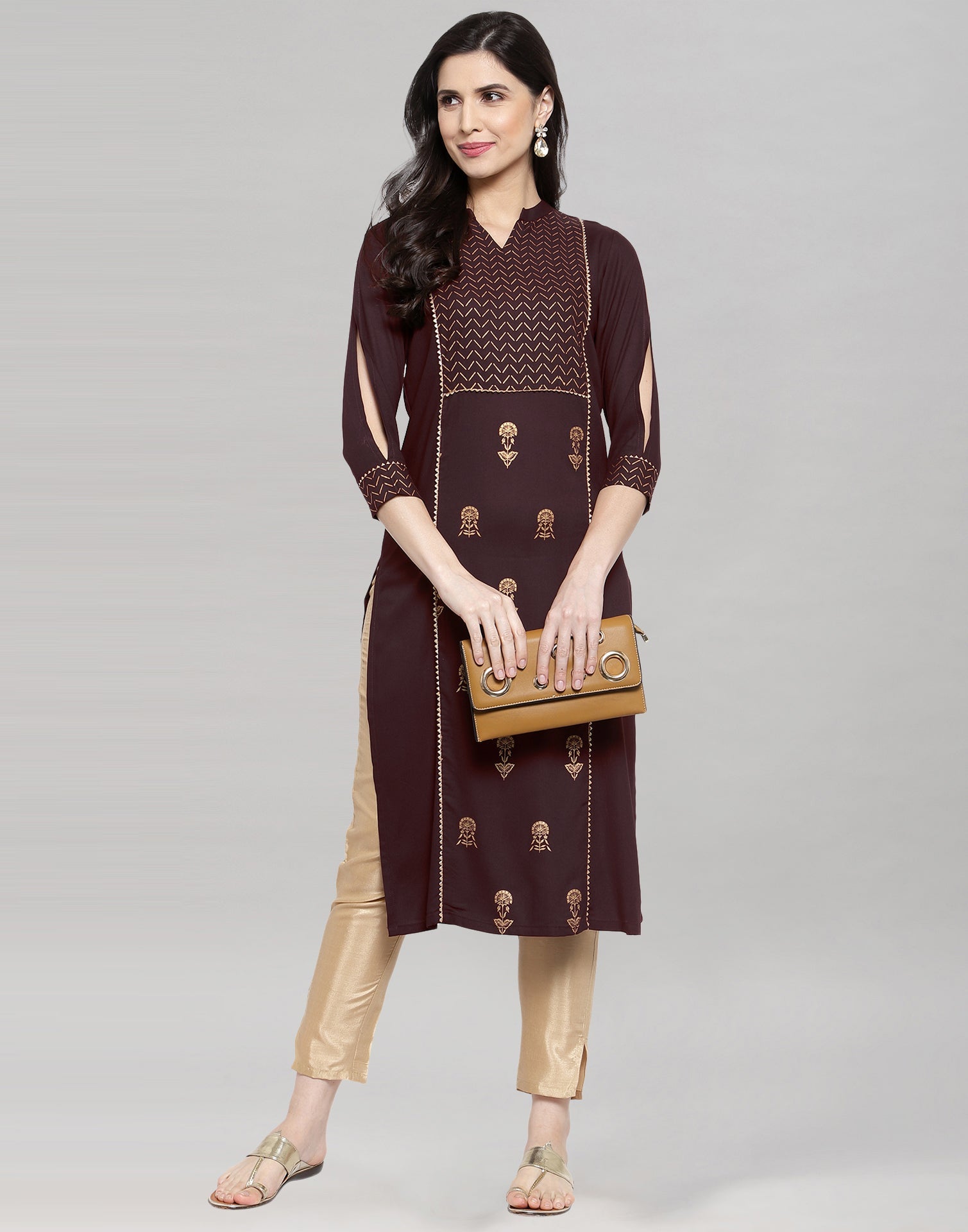 Winesh Maroon Printed Kurti