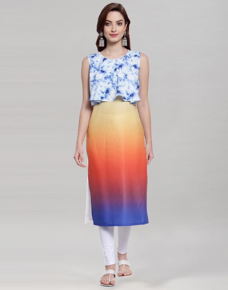 Multicolour Digital Printed Ombre Kurti