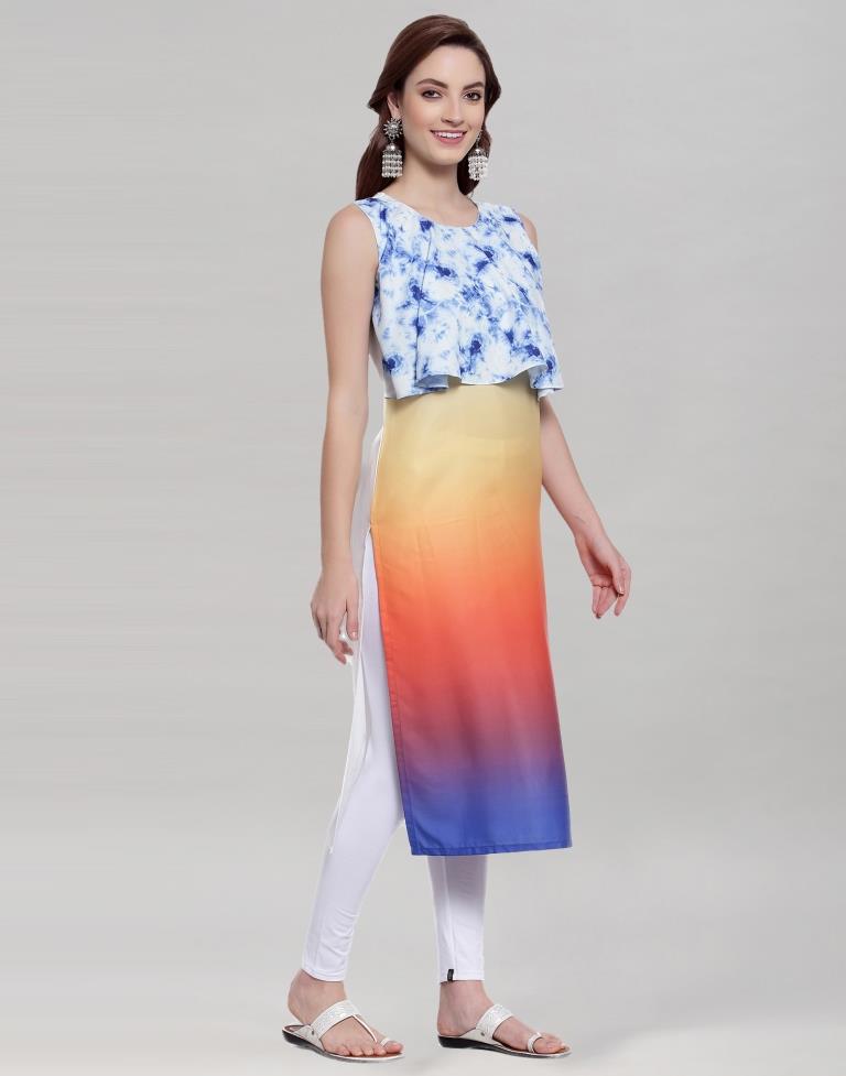 Multicolour Digital Printed Ombre Kurti