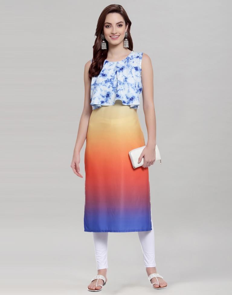 Multicolour Digital Printed Ombre Kurti