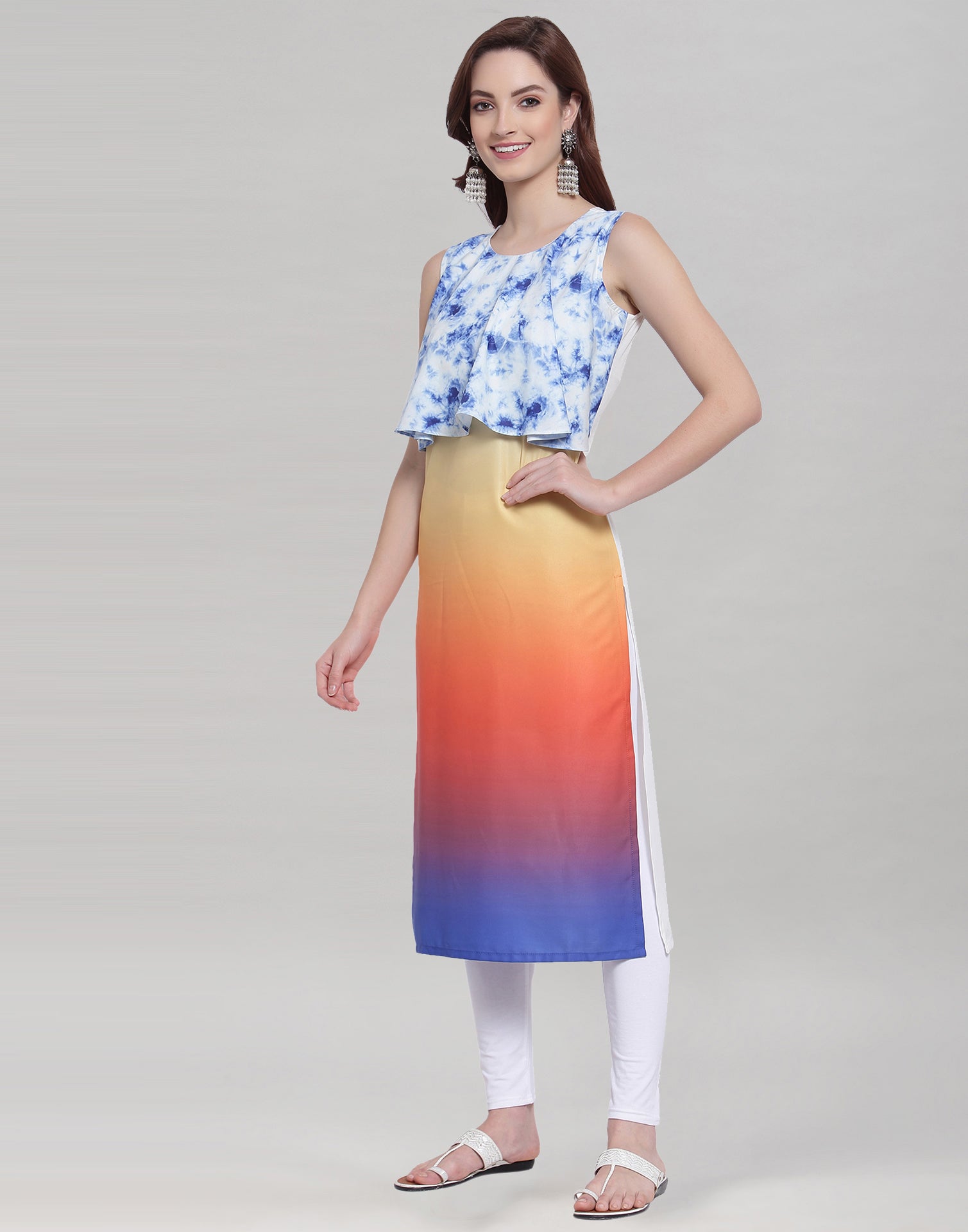 Multicolour Digital Printed Ombre Kurti