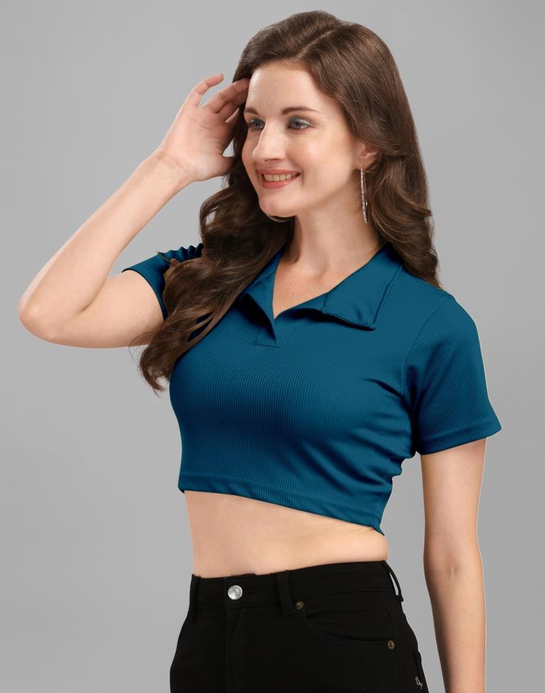 Teal Blue Crop Top