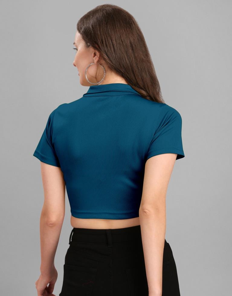 Teal Blue Crop Top