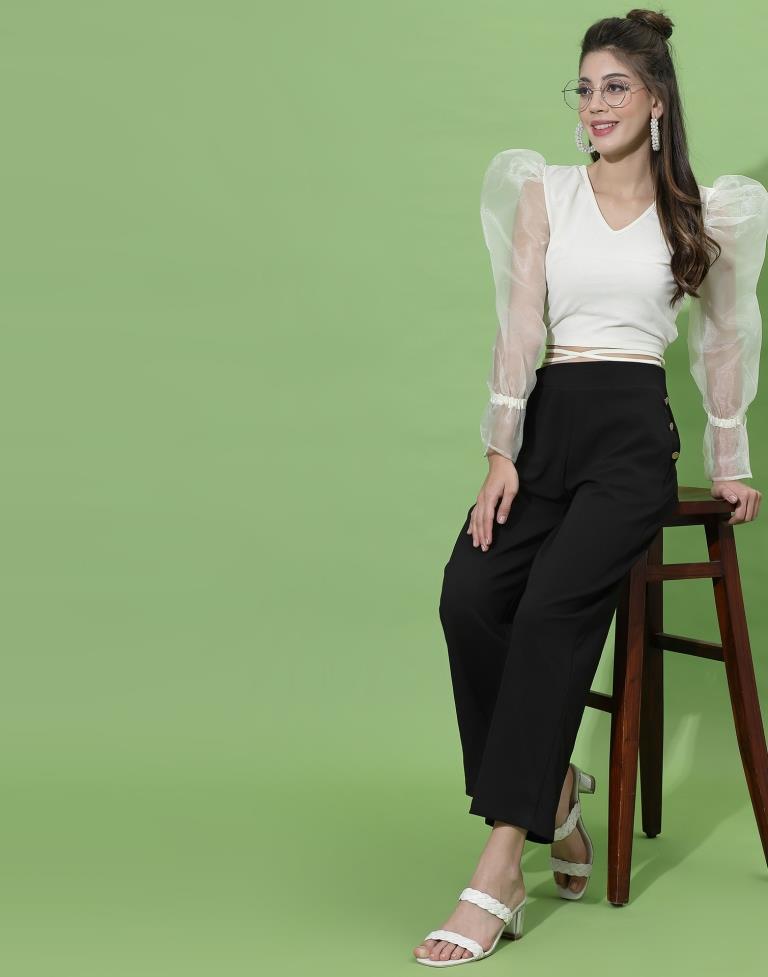 White Puff Sleeve With Strap Top