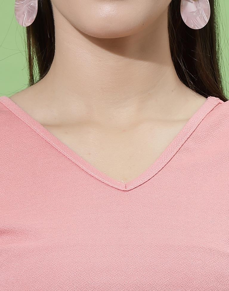 Peach Puff Sleeve With Strap Top