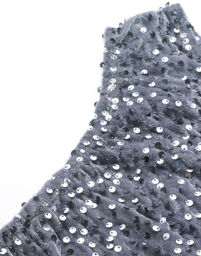Grey One Shoulder sequin Bodycon