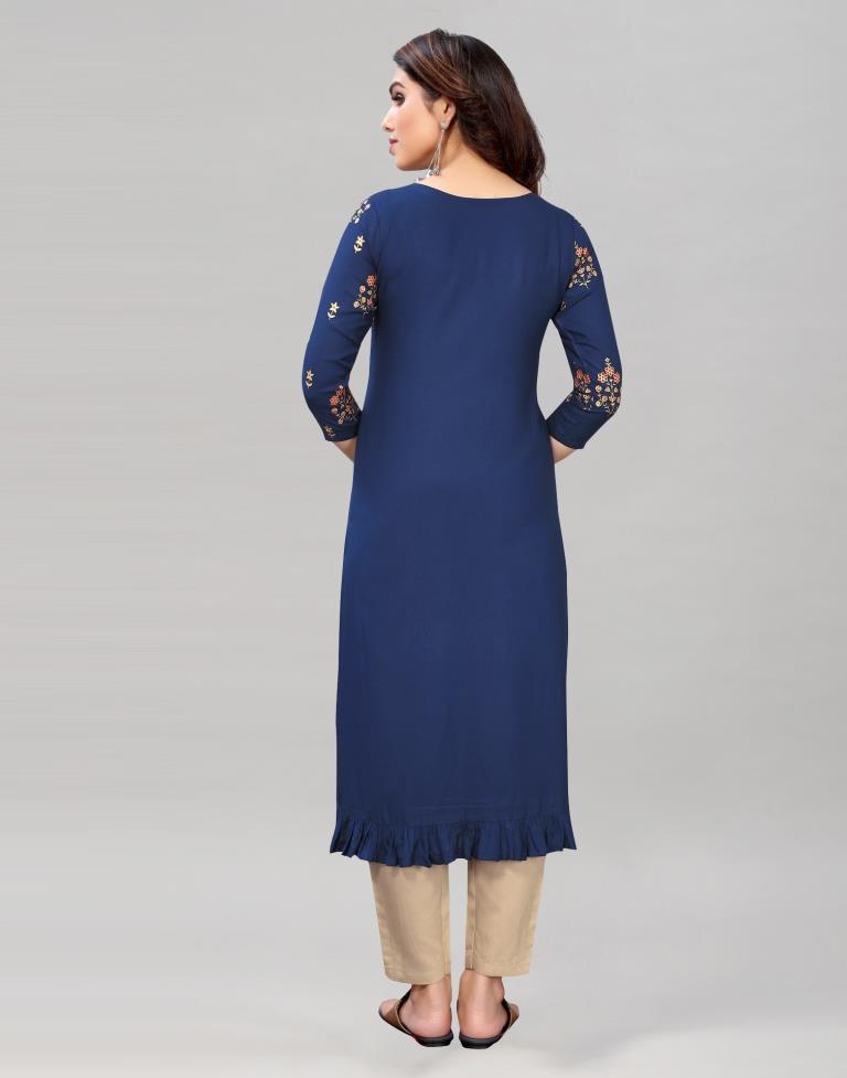 Navy Blue Printed Kurti
