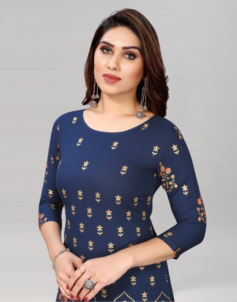 Navy Blue Printed Kurti