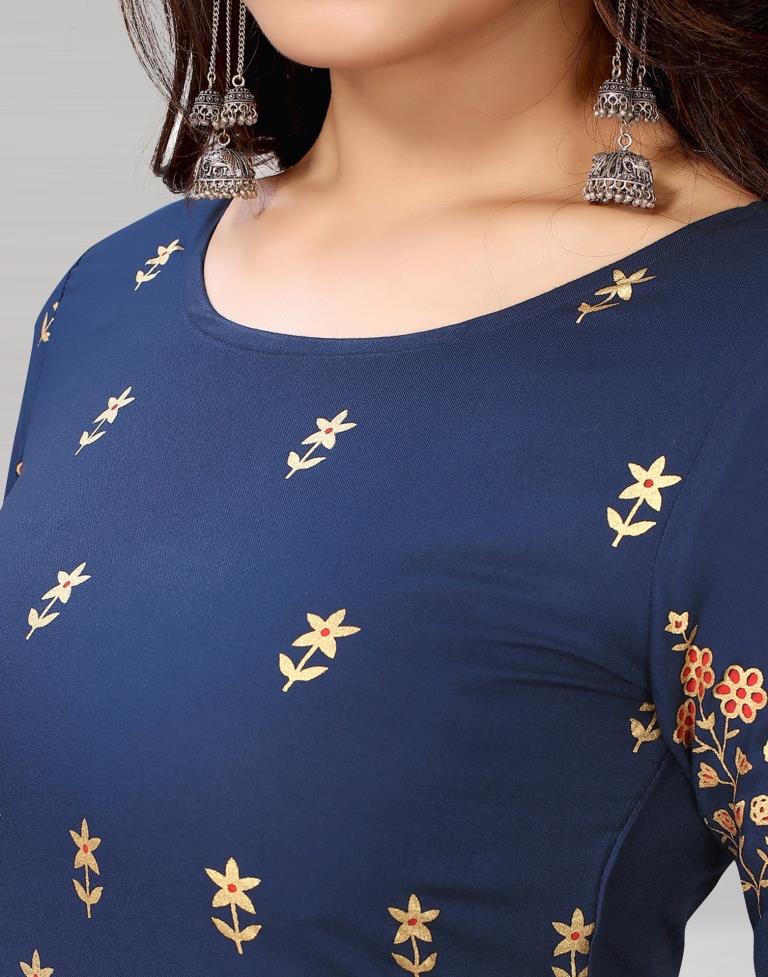 Navy Blue Printed Kurti