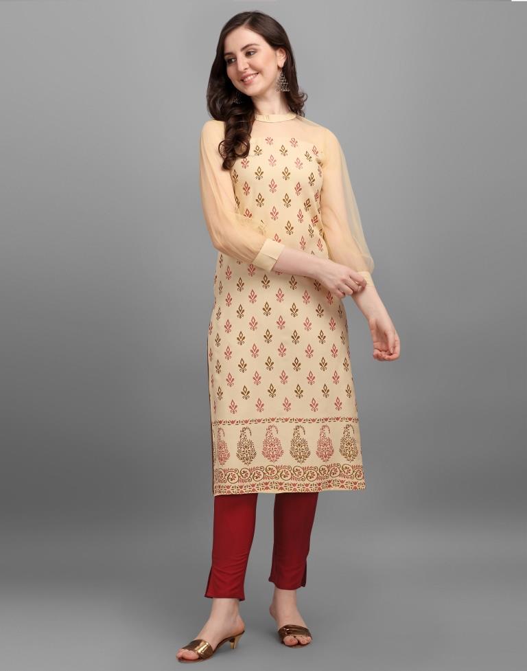 Cream Printed Kurti