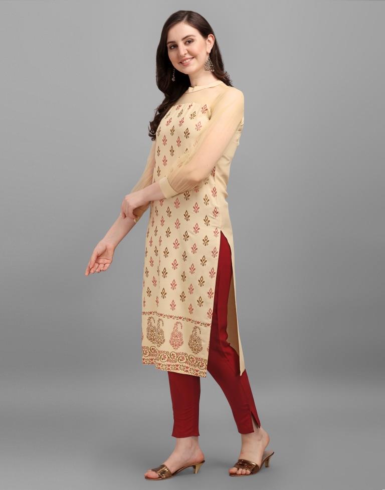 Cream Printed Kurti