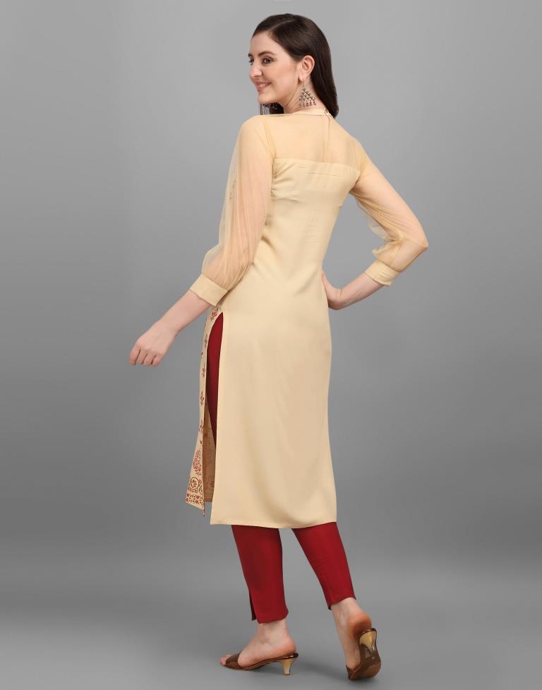 Cream Printed Kurti