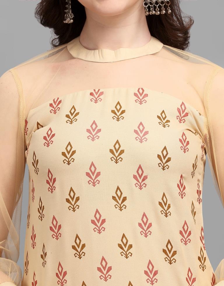 Cream Printed Kurti