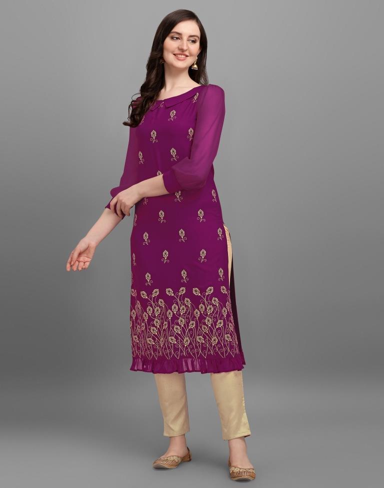 Wine Printed Kurti