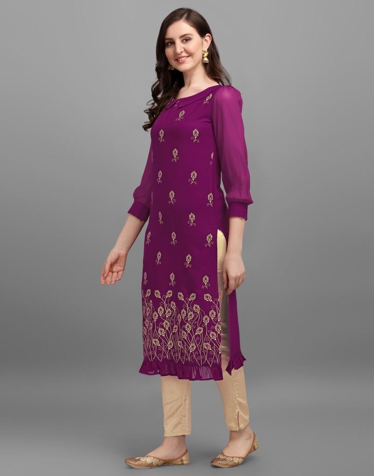 Wine Printed Kurti