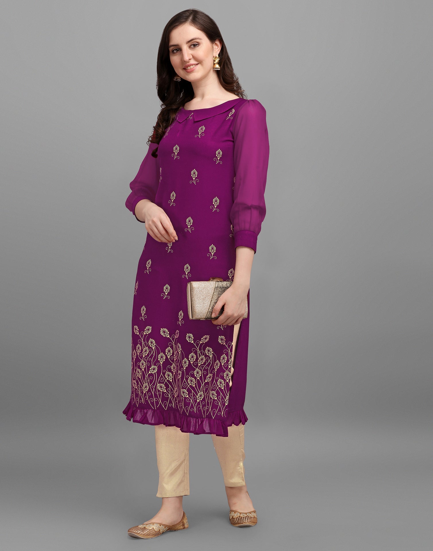 Wine Printed Kurti