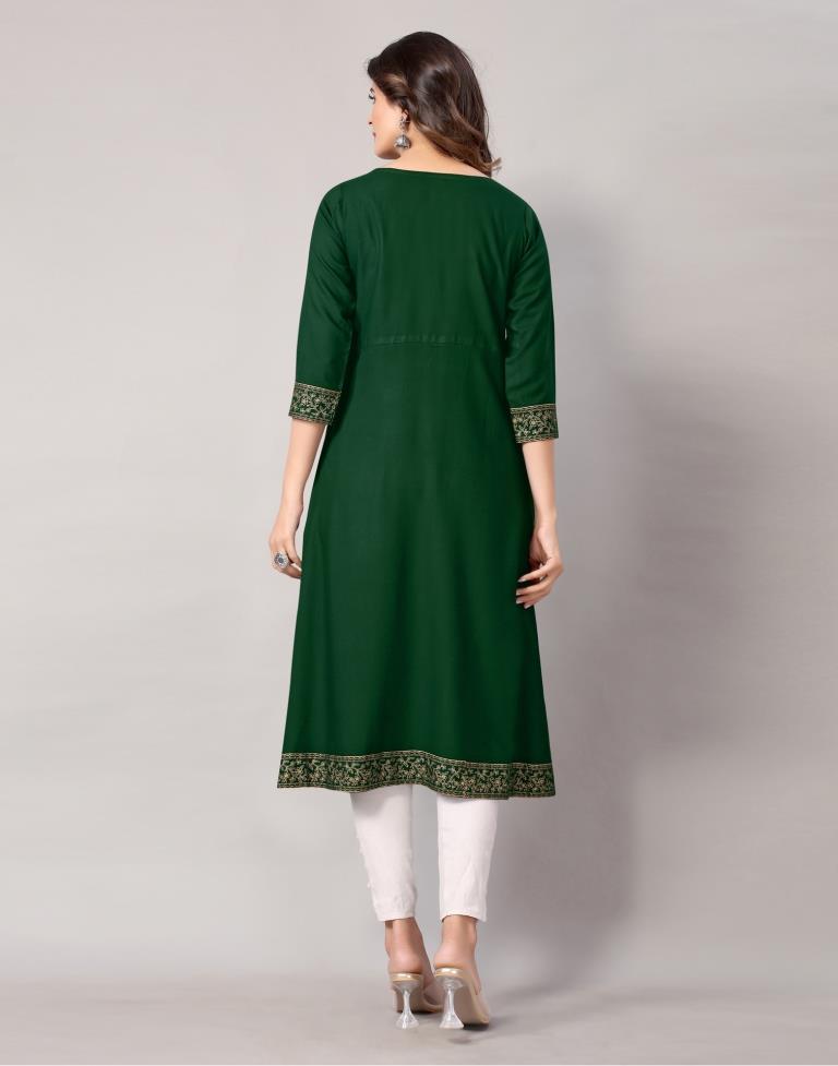 Bottal Green Printed Kurti