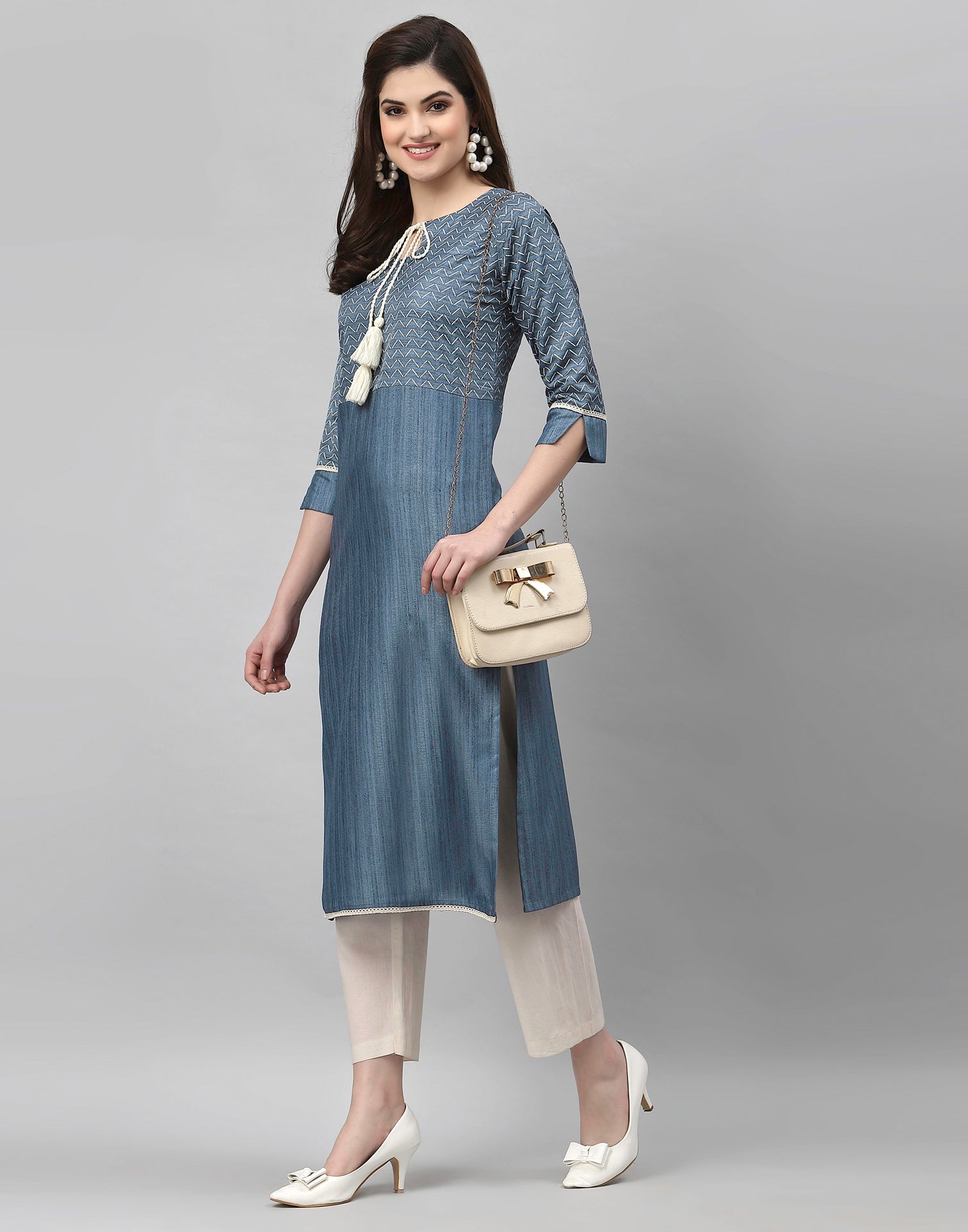 Grey Printed Kurti