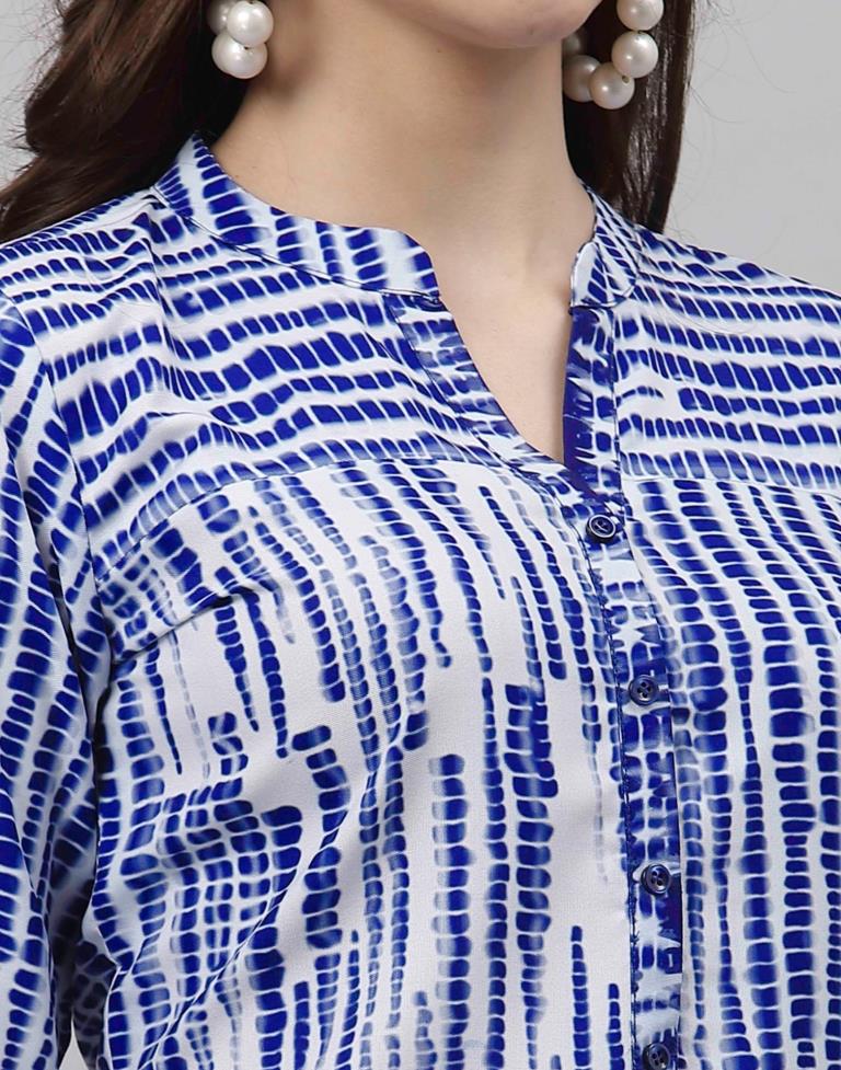 White & Blue Printed Kurti