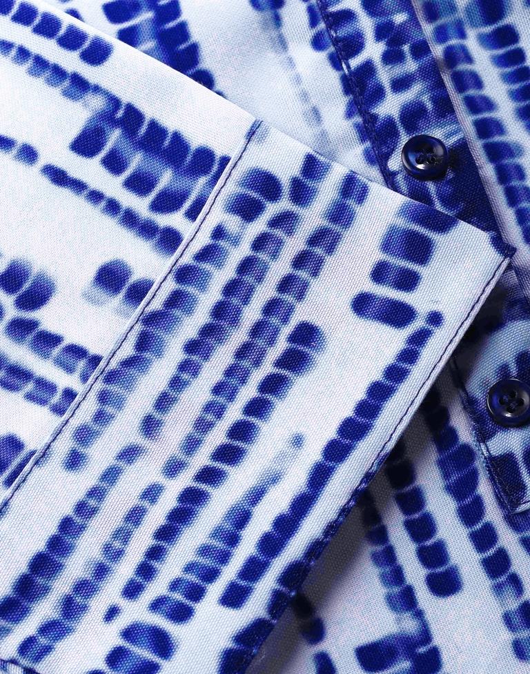 White & Blue Printed Kurti