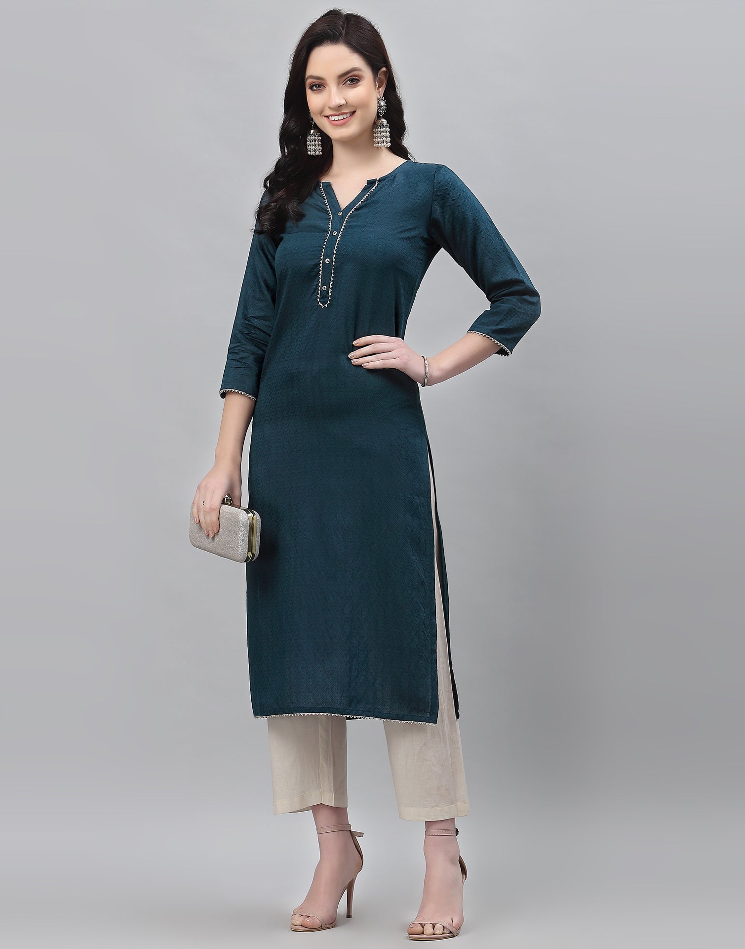 Teal Woven Kurti