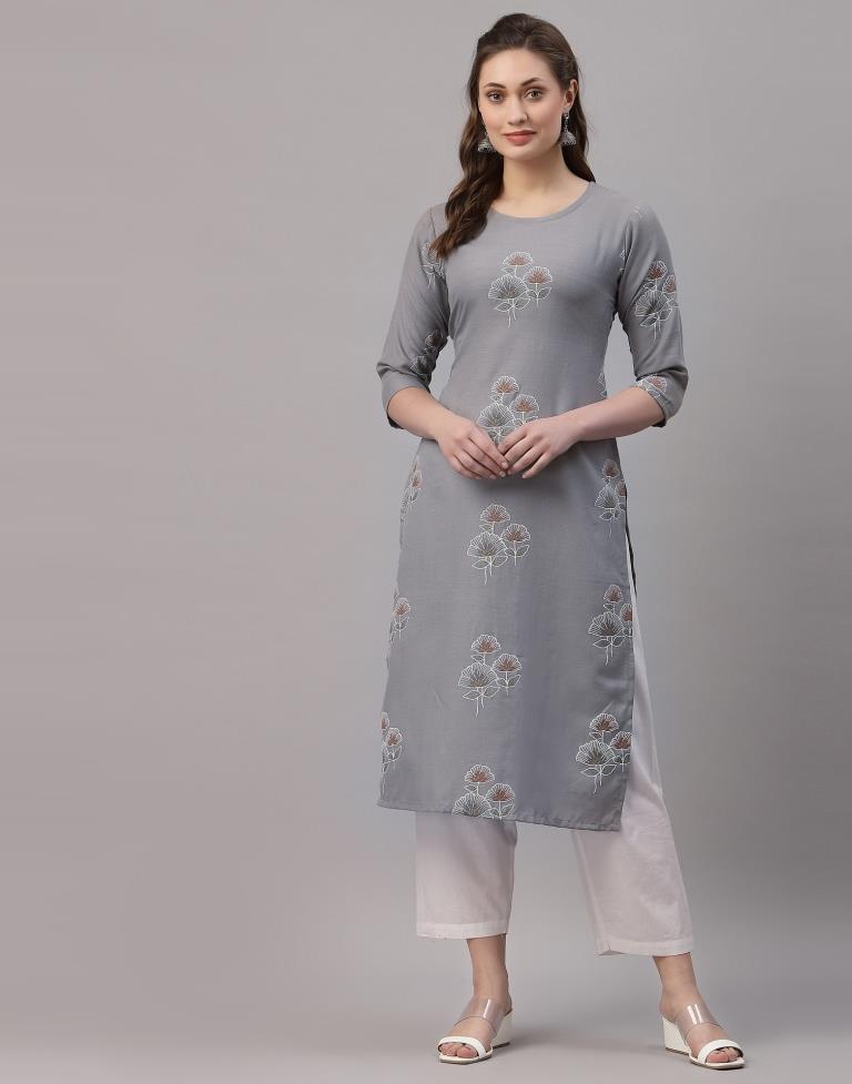 Grey Printed Kurti