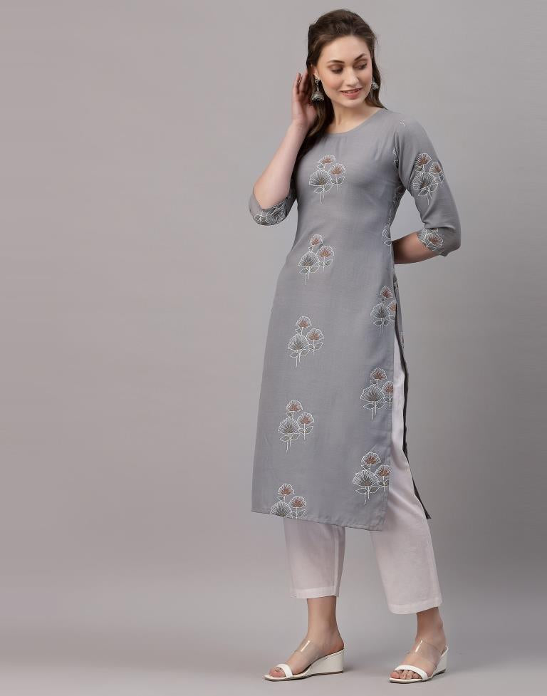 Grey Printed Kurti