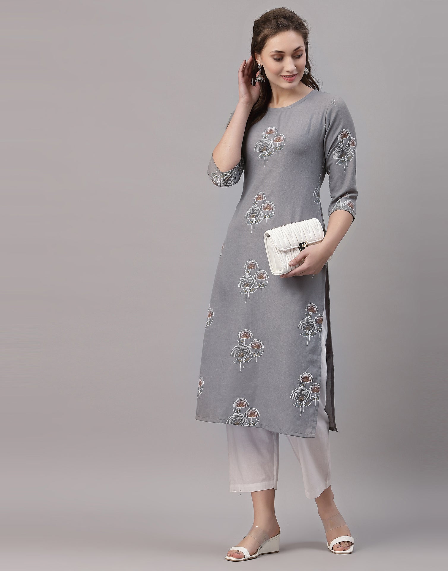 Grey Printed Kurti