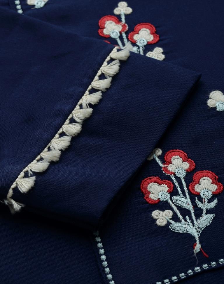 Navy Blue Embroidered Kurti