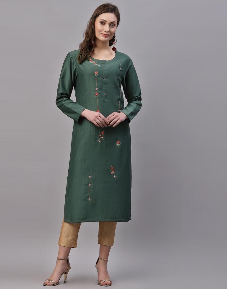 Dusty Green Embroidered Kurti