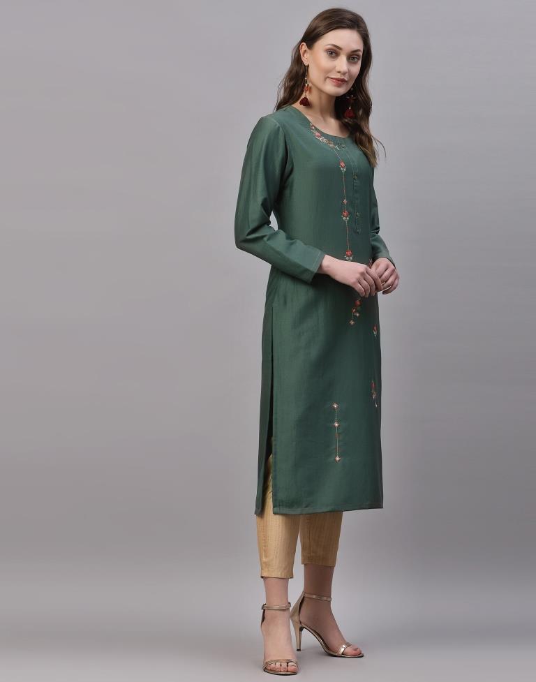 Dusty Green Embroidered Kurti