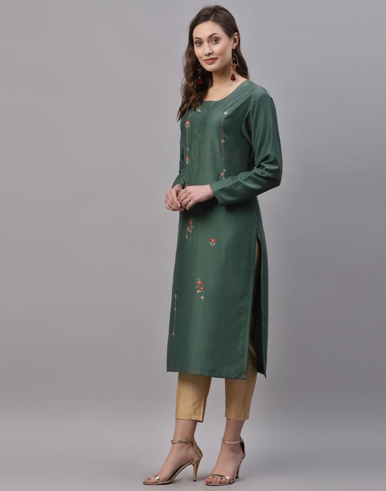 Dusty Green Embroidered Kurti
