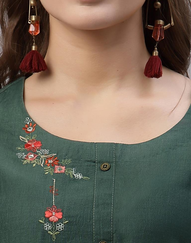 Dusty Green Embroidered Kurti
