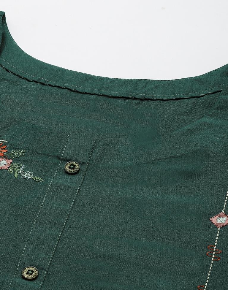 Dusty Green Embroidered Kurti